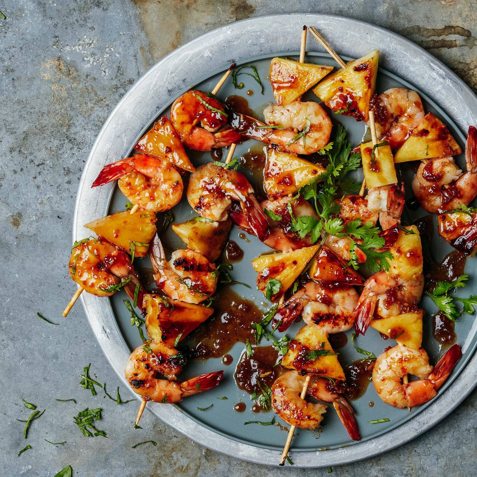 Ananas-Garnelen-Spieße mit Honig-Knoblauch-Butter - Rezepte OptiGrill 2in1 | Tefal