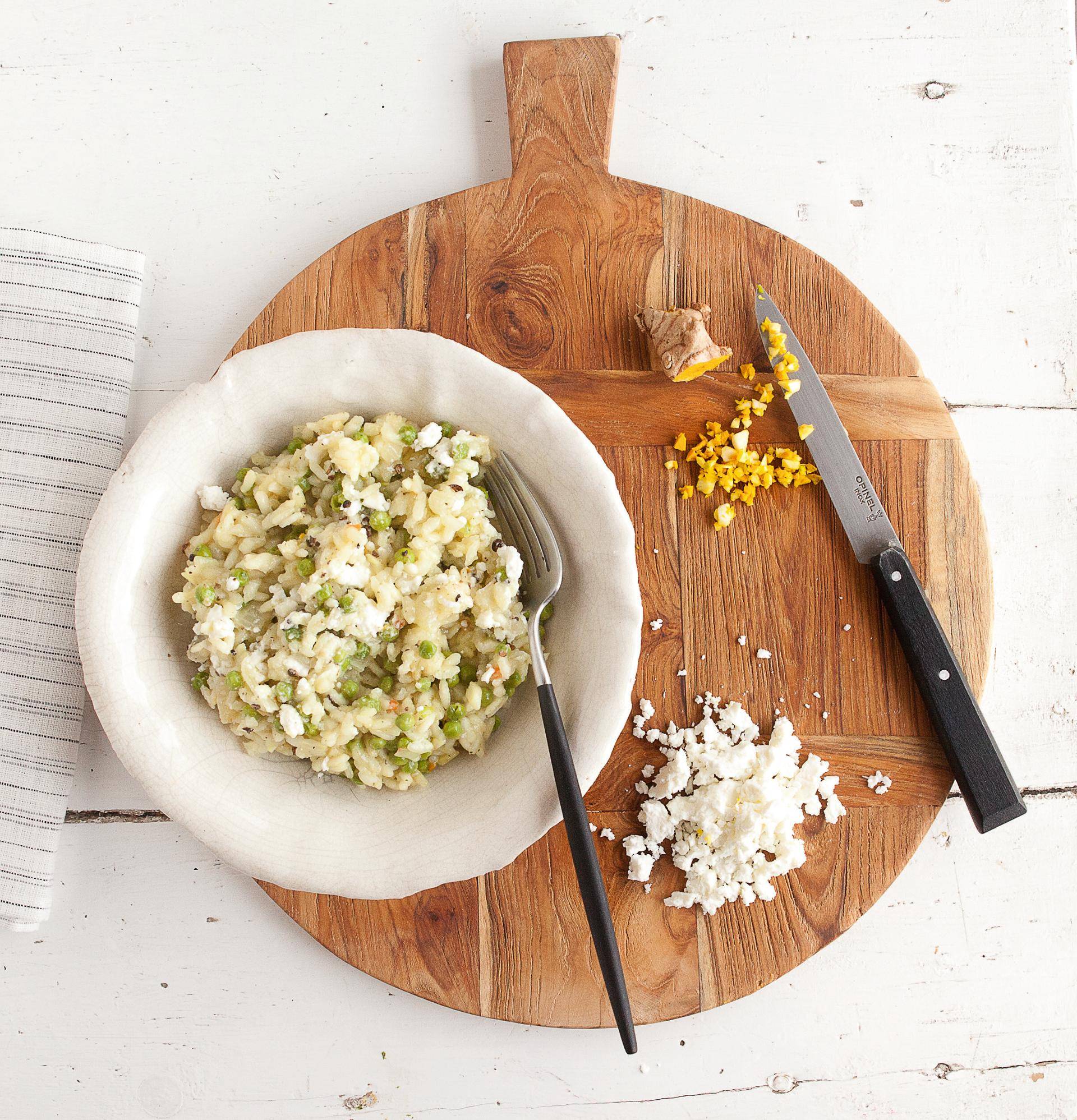 Risotto mit grünem Gemüse, Feta und Kurkuma - Rezepte Actifry Genius XL | Tefal