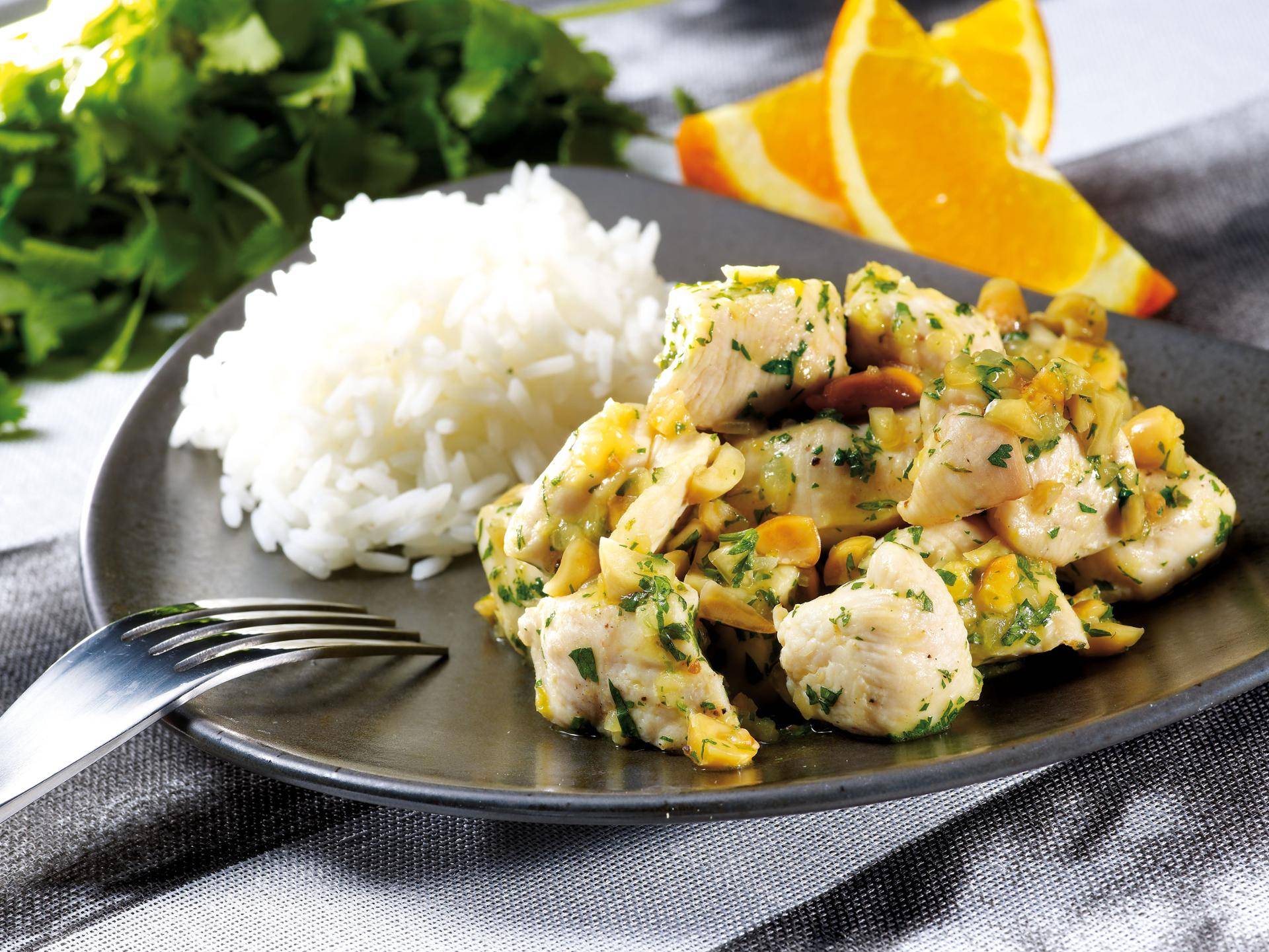 Hähnchen mit Erdnüssen und Orangensaft, in der ActiFry zubereitet - Rezepte Actifry Original 1kg | Tefal