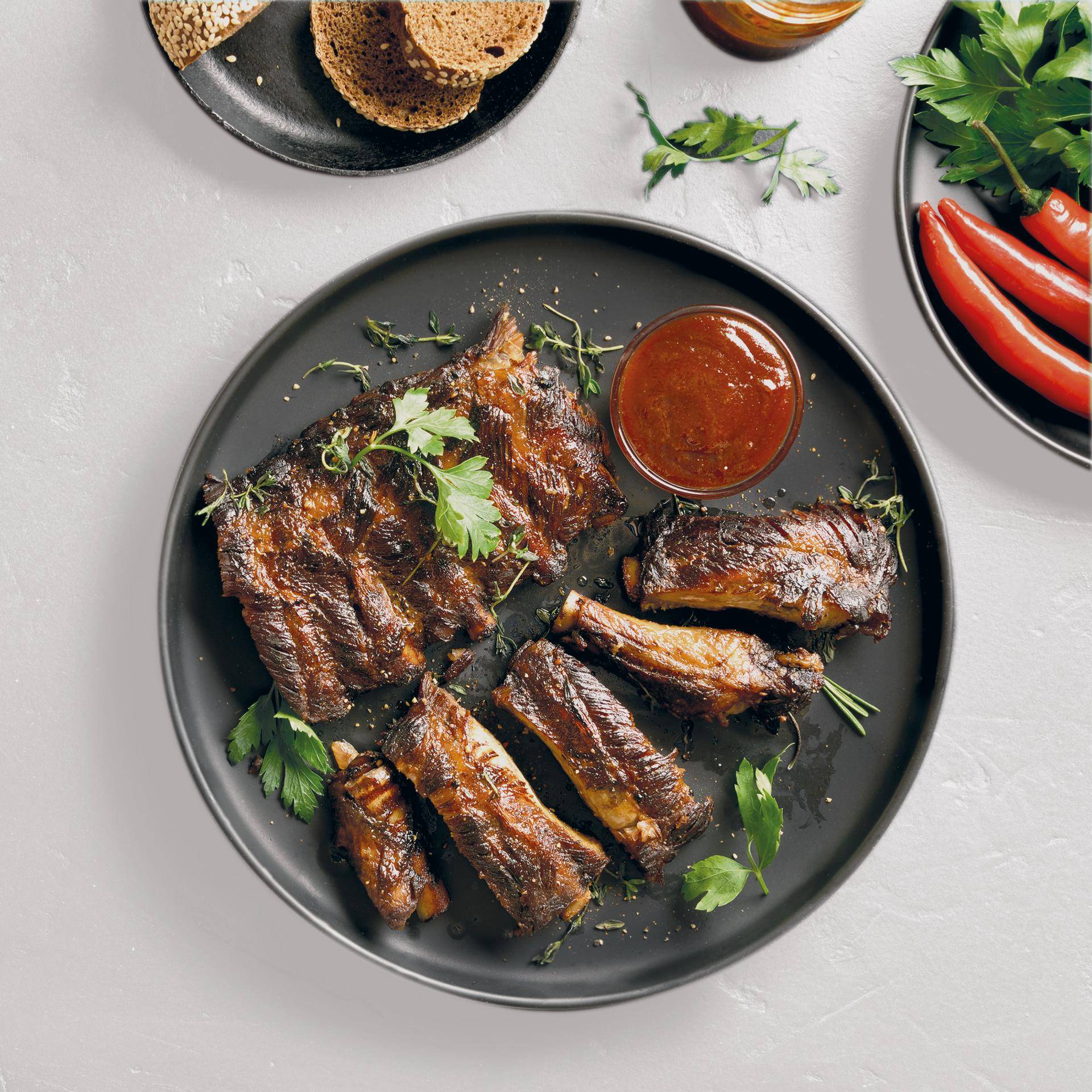 Gegrillte Rippchen mit Barbecue-Sauce - Rezepte Easy Fry Compact | Tefal