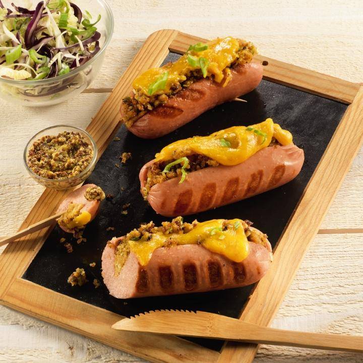 Gefüllte Würstchen mit Äpfeln und Cheddarkäse - Rezepte OptiGrill | Tefal