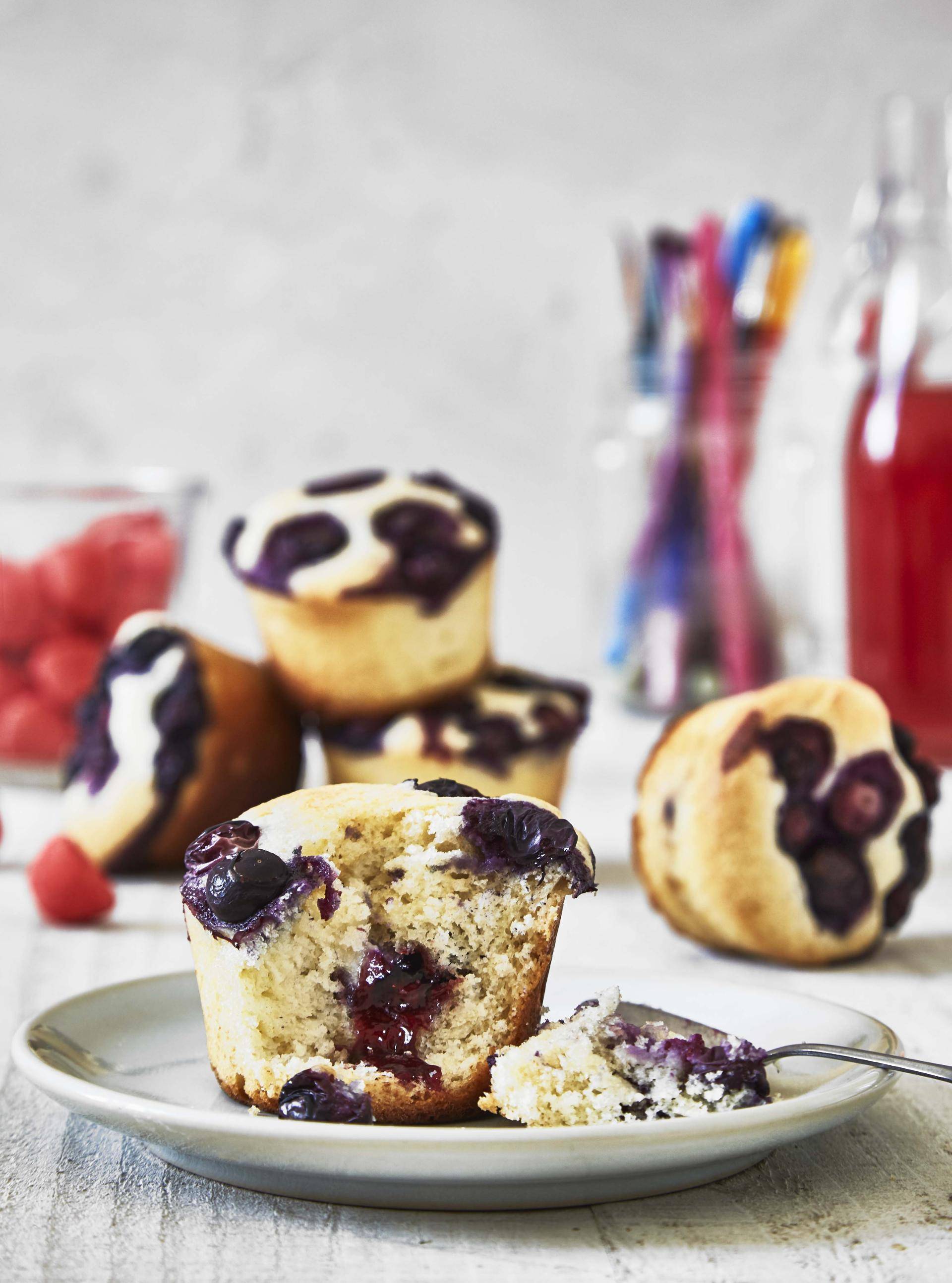 Weiße Schokoladen-Blaubeerküchlein mit geschmolzener Mitte - Rezepte Cake Factory | Tefal