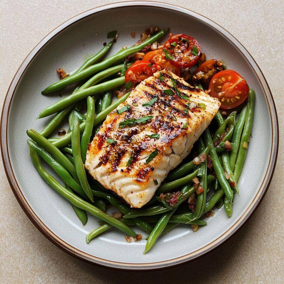 Gegrillter Fisch mit grünen Bohnen und Tomaten - Rezepte Smartcook Infinity Autostir | Tefal