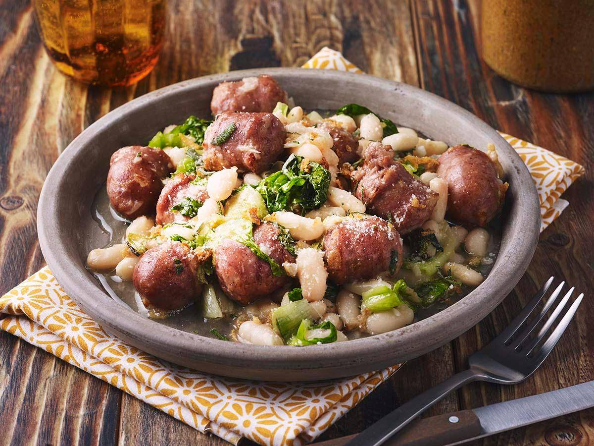 Weiße Bohnen mit Würstchen - Rezepte Actifry Express 1kg | Tefal