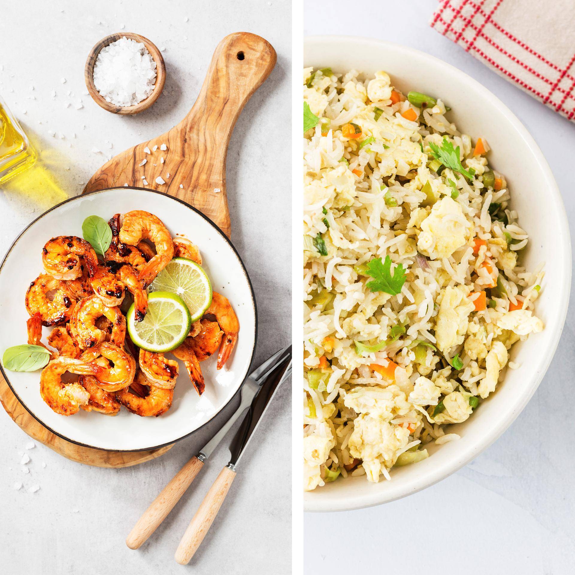 Garnelen mit Honig und Sriracha und gebratenem Reis - Rezepte Dual EasyFry&Grill | Tefal