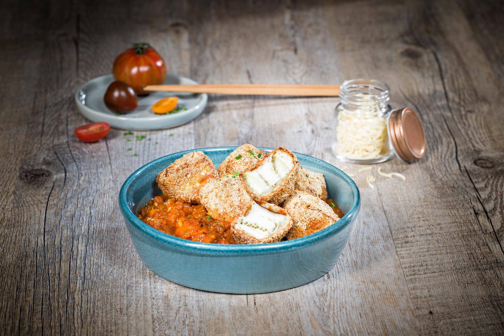 Auberginen-Kroketten mit Marinara-Sauce - Rezepte Actifry Genius | Tefal