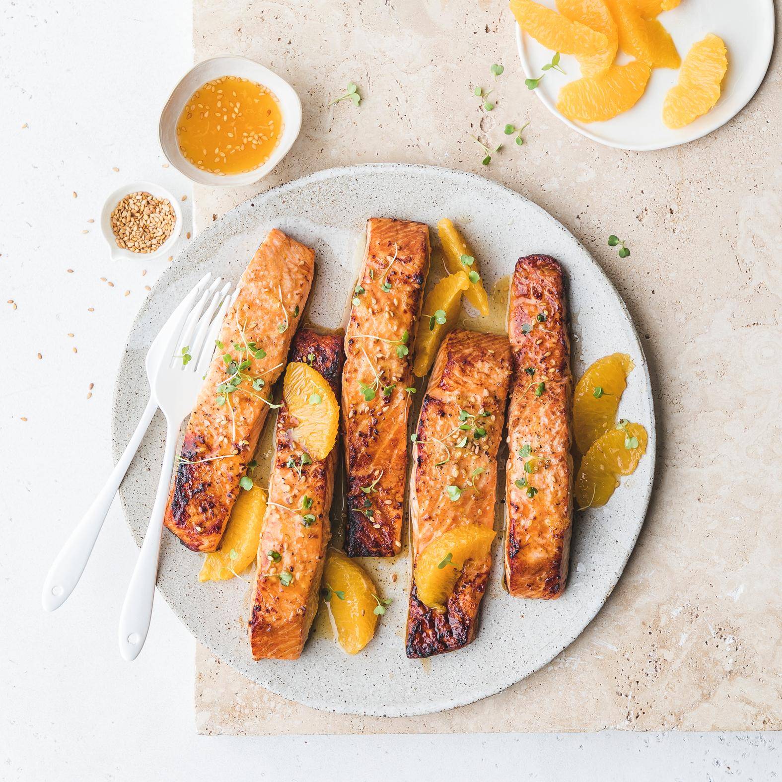 Karamellisierter Orangen-Lachs - Rezepte Dual EasyFry&Grill | Tefal