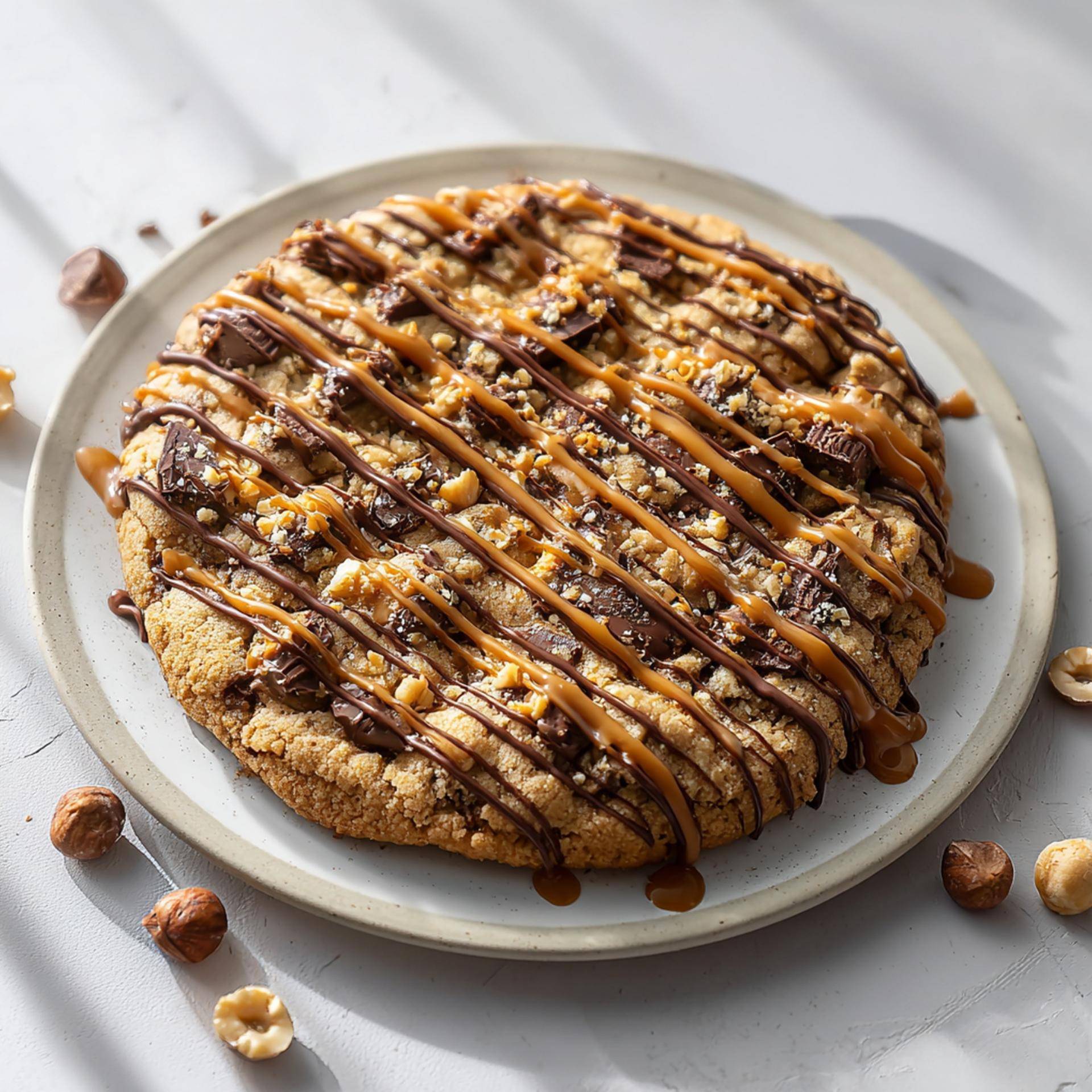 Riesige Schokoladen- und Karamellkeks-Pizza - Rezepte Electric Pizza oven | Tefal