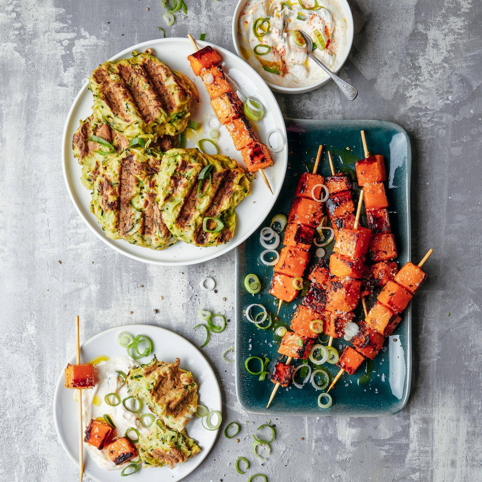 Placki (Zucchini-Pfannkuchen) und gegrillter Kürbis - Rezepte OptiGrill 2in1 | Tefal