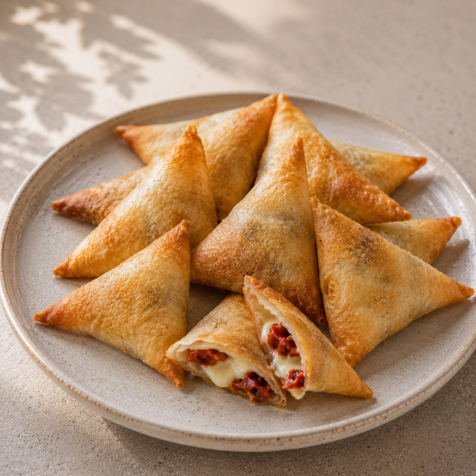 Samosas mit Mozzarella und getrockneten Tomaten - Rezepte Crisp&Go 3P | Tefal
