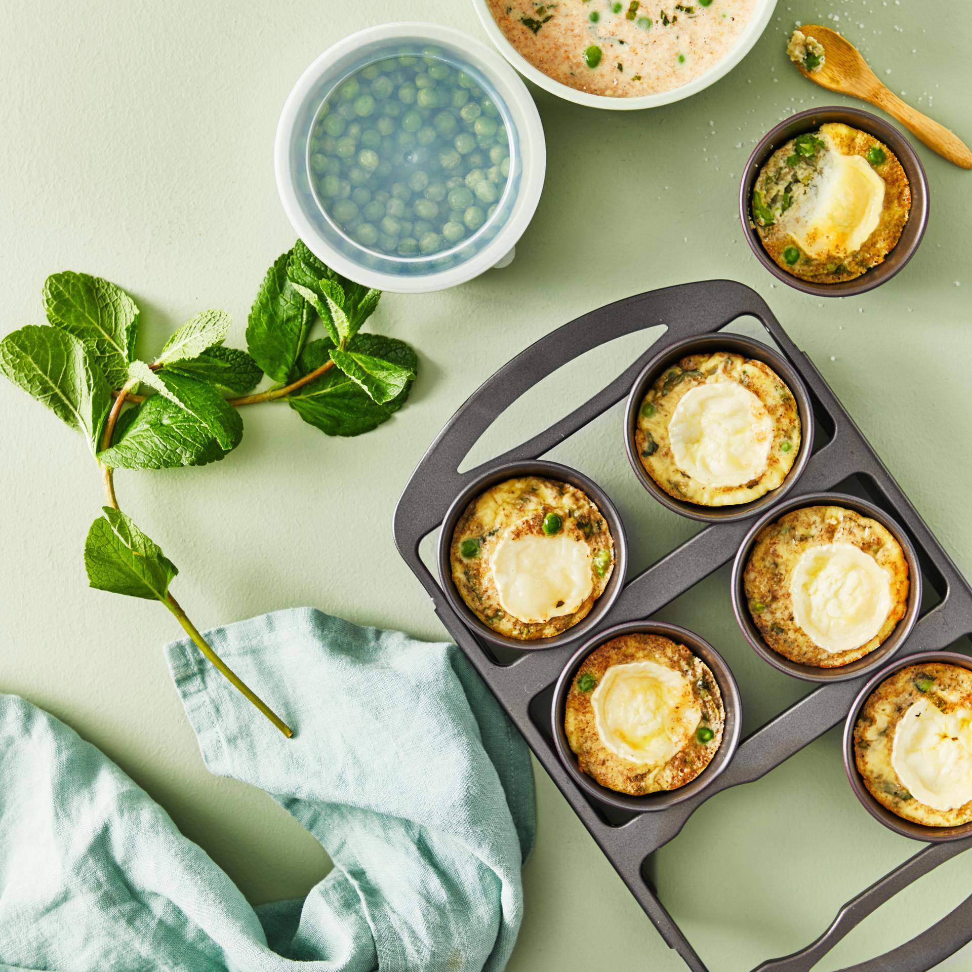 Ziegenkäse-Erbsen-Clafoutis - Rezepte Cake Factory | Tefal