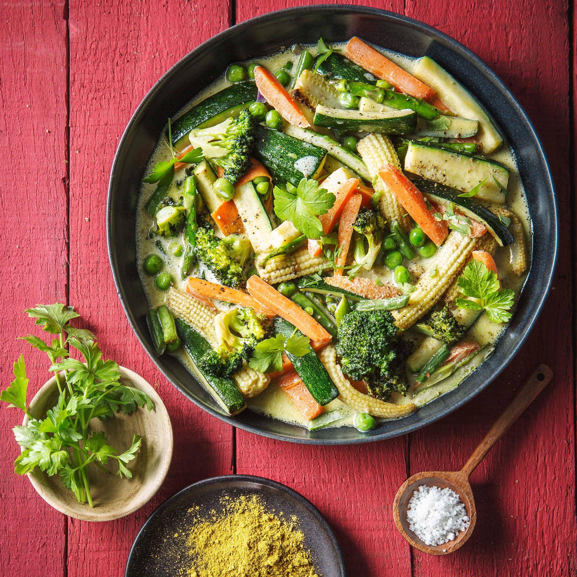 Grünes Curry mit knusprigem Gemüse - Rezepte Actifry Genius XL | Tefal