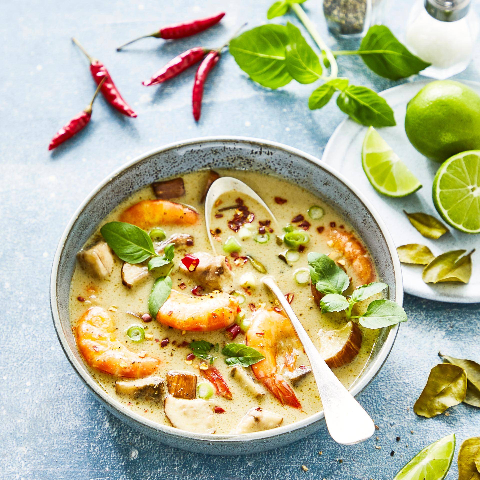 Grünes Curry mit Shrimps und Auberginen - Rezepte Actifry Express 1kg | Tefal