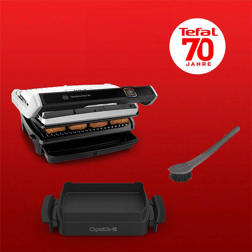 Optigrill Elite XL im Set mit passender Backschale und Reinigungsbürste